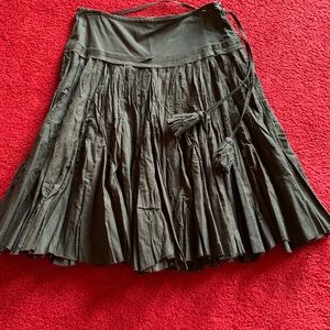 Brown pleated flare skirt